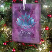 コズミックブルーとピンクの銀河系ハスの花と名前 ガラスオーナメント