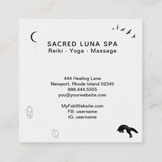 *～*コズミックブルームーンフォックス松の木に虹 スクエア名刺 (裏面)