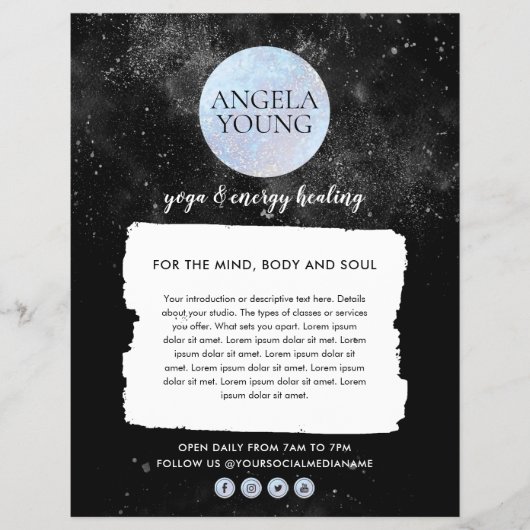 コズミックブルームーンヨガ、ライフコーチ、アストロガー チラシ (正面)