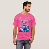 コズミックボホキツネ白熱［赤熱］光を放つ〔雄ジカの〕枝角・フローラデ Tシャツ (正面フル)