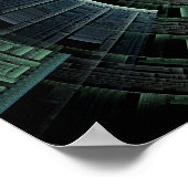 コズミックポッドグリーン抽象芸術幾何学 ポスター (角)