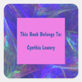 コズミックルック抽象芸術カラーピンクの渦巻き スクエアシール (正面)