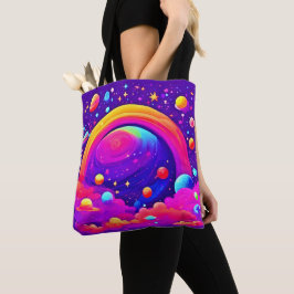 コズミックレインボープラネットアート トートバッグ