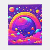 コズミックレインボープラネットアート フリースブランケット (正面)