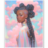 コズミックレディーアフリカンアメリカンファンタジーアート シール (正面)