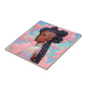 コズミックレディーアフリカンアメリカンファンタジーアート タイル (側面)