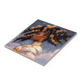 コズミックレディーアフリカンアメリカンファンタジーアート タイル (側面)