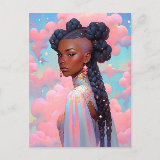 コズミックレディーアフリカンアメリカンファンタジーアート ポストカード (正面)