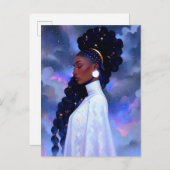 コズミックレディーアフリカンアメリカンファンタジーアート ポストカード (正面/裏面)