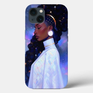 コズミックレディーアフリカンアメリカンファンタジーアート iPhone 13ケース