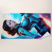 コズミックレトロ50のSci-Fiノヴァ宇宙レンジャー ビーチタオル (正面)