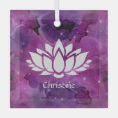 コズミックロータスフラワーインマゼンタ銀河系 ガラスオーナメント (正面)