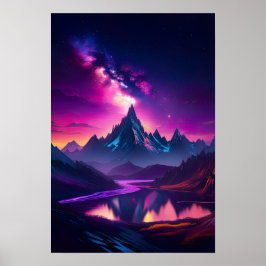 コズミックワイルダネス、星空の夜の谷 ポスター