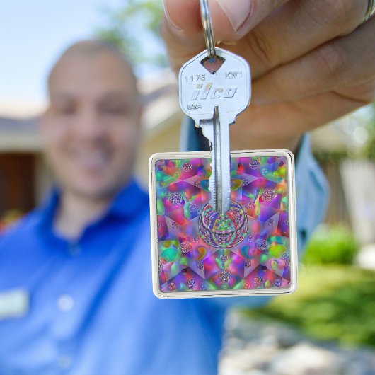 コズミック万華鏡のように千変万化するパターン鮮やか: Triquetra Keychain キーホルダー