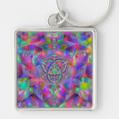 コズミック万華鏡のように千変万化するパターン鮮やか: Triquetra Keychain キーホルダー (正面)