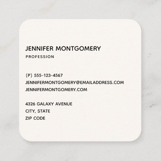 コズミック宇宙スターとネブラモダン名刺 スクエア名刺 (裏面)