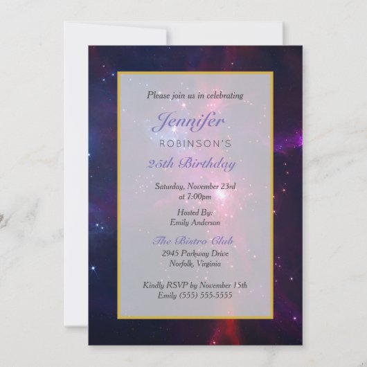 コズミック宇宙スターズアンドネブラバースデーパーティー 招待状 (正面)