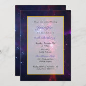 コズミック宇宙スターズアンドネブラバースデーパーティー 招待状 (正面/裏面)