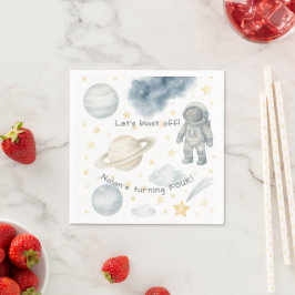 コズミック宇宙バースデーパーティー | ロケットと星 –  スタンダードカクテルナプキン