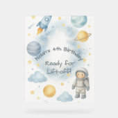 コズミック宇宙バースデーパーティー | ロケット&スター – アクリルサイン (正面)