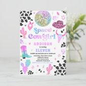 コズミック宇宙女性のカーボーイディスコロデオバースデーパーティー 招待状 (スタンド正面)