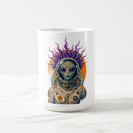 コズミック宇宙飛行士エイリアン長袖 コーヒーマグカップ (中央)