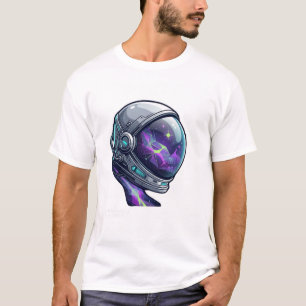 コズミック宇宙飛行士ゲーマーTシャツ ネオンスペースギャラクシー Tシャツ