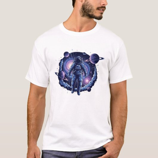 コズミック宇宙飛行士Tシャツ | 超現実銀河スペース Tシャツ (正面)