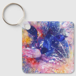 コズミック抽象芸術キャットドリームスケープ キーホルダー