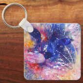コズミック抽象芸術キャットドリームスケープ キーホルダー (正面)