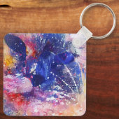 コズミック抽象芸術キャットドリームスケープ キーホルダー (裏面)