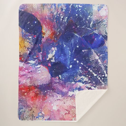 コズミック抽象芸術キャットドリームスケープ シェルパブランケット (正面)