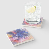 コズミック抽象芸術キャットドリームスケープ ストーンコースター (横)