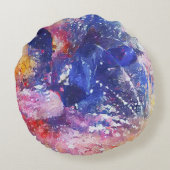 コズミック抽象芸術キャットドリームスケープ ラウンドクッション (裏面)