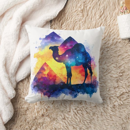コズミック星空の夜エジプトのラクダの風景 クッション (ブランケット)
