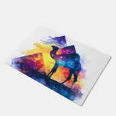 コズミック星空の夜エジプトのラクダの風景 ドアマット (アングル)