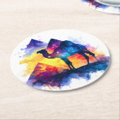 コズミック星空の夜エジプトのラクダの風景 ラウンドペーパーコースター (アングル)