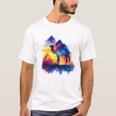 コズミック星空の夜エジプトのラクダの風景 Tシャツ (正面)