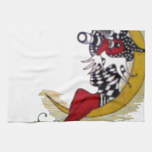 コズミック注視点:小妖精や小人オンザムーンアドベンチャー キッチンタオル (横)