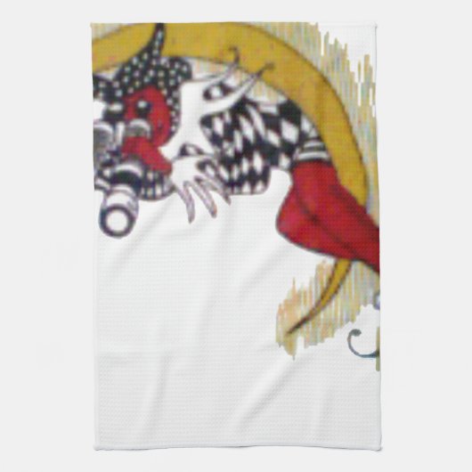 コズミック注視点:小妖精や小人オンザムーンアドベンチャー キッチンタオル (縦)