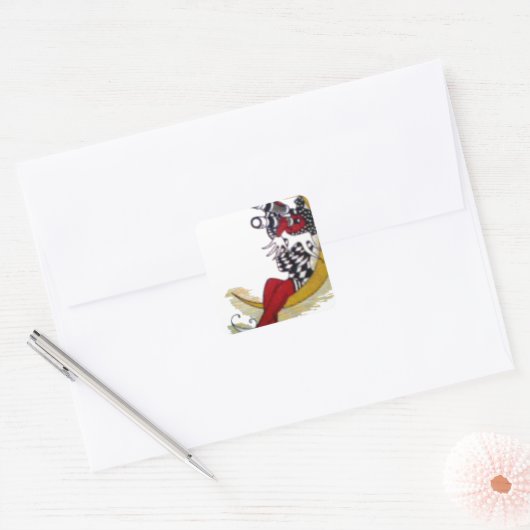 コズミック注視点:小妖精や小人オンザムーンアドベンチャー スクエアシール (封筒)