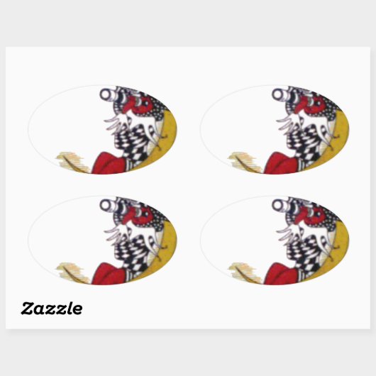 コズミック注視点:小妖精や小人オンザムーンアドベンチャー 楕円形シール (シート)