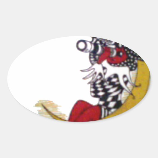 コズミック注視点:小妖精や小人オンザムーンアドベンチャー 楕円形シール (正面)