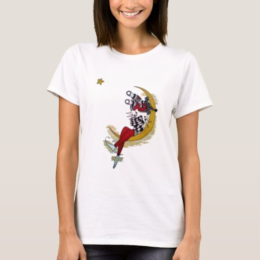 コズミック注視点:小妖精や小人オンザムーンアドベンチャー Tシャツ (正面)