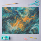 コズミック海スクエアカラフル-抽象芸術 薄葉紙 (クラフト)