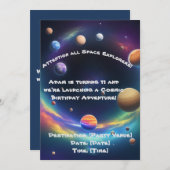 コズミック誕生日アドベンチャー招待状 招待状 (正面/裏面)