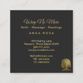 *~*コズミック – しだれ柳ツリー金ゴールド宇宙 スクエア名刺 (裏面)