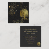 *~*コズミック – しだれ柳ツリー金ゴールド宇宙 スクエア名刺 (正面/裏面)