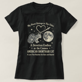 コズミック・アメリカン・ショートヘア・キャット・スペースアート Tシャツ