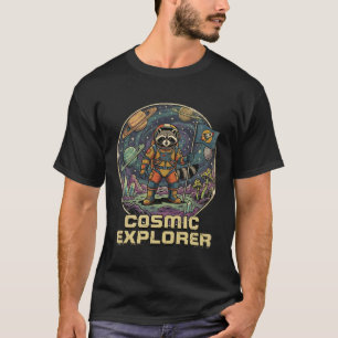 コズミック エクスプローラー アライグマ ビンテージ サイエンスフィクション スペース Tシャツ